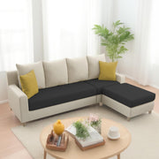 Jester 4 Seater Sofa Set with Center Table for Living Room (Cream Black Colour) Premium Fabric Sofa