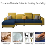 Orion LHS 6 Seater L Shape Sofa Set for Living Room (Blue Yellow Colour) Premium Fabric Sofa