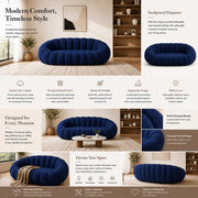 Casaliving Dodge Modern Premium Boucle Fabric Sofa, Upholstered 3 Seater Sofa Set for Living Room, (Black Colour) Premium Boucle Fabric Sofa