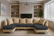 Zoe 8 Seater U Shape Sofa Set for Living Room (Black Grey Colour) Premium Fabric Sofa Set Living Room