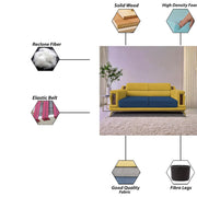 Falconar 3 Seater Sofa Set for Living Room (Blue Yellow abric) Premium Fabric Sofa
