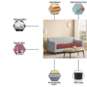 Mobius 3 Seater Sofa Set for Living Room (Maroon Grey Colour Sofa) Premium Fabric Sofa for Living Room