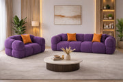 Vetras Modern Velvet Bubble Cloud Sofa, Tufted Design Upholstered 3+1 Seater Sofa Set for Living Room, (Black Colour) Premium Velvet Fabric Sofa