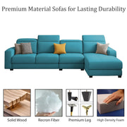 Orion RHS 6 Seater L Shape Sofa Set for Living Room (Turquise Colour) Premium Fabric Sofa