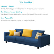 Minta 3 Seater Sofa Set for Living Room (Blue Colour Fabric) Premium Fabric Sofa