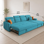 Casaliving Gagnon LHS 4 Seater L Shape Corner Sofa Cum Bed for Living Room with Storage (Black Fabric) Premium Fabric Sofa Cum Bed
