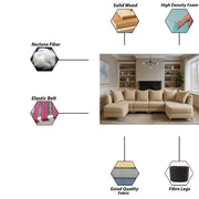 Zoe 8 Seater U Shape Sofa Set for Living Room (Black Grey Colour) Premium Fabric Sofa Set Living Room