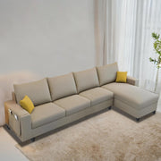 Casaliving Porto LHS 6 Seater L Shape Sofa Set for Living Room (Black Fabric) Premium Velvet Fabric