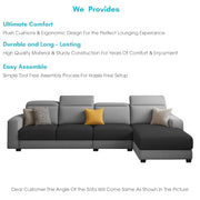 Orion RHS 6 Seater L Shape Sofa Set for Living Room (Black Grey Colour) Premium Fabric Sofa