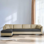 Casaliving Marvin LHS 4 Seater L Shape Sofa Set for Living Room (Black Fabric) Premium Fabric Sofa