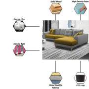 Viva RHS 6 Seater L Shape Sofa Set for Living Room (Yellow Grey) Premium Fabric Sofa