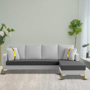 Casaliving Mandis LHS 4 Seater L Shape Sofa Set for Living Room (Black Fabric) Premium Fabric Sofa