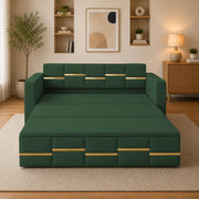 Casaliving Mordo 3 Seater Sofa Cum Bed for Living Room (Black Fabric) Premium Fabric Sofa Set