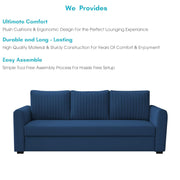 Clifton 3 Seater Sofa Cum Bed for Living Room (Blue Fabric) Premium Fabric Sofa