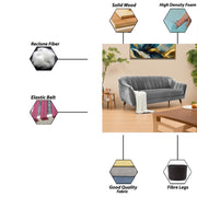 Grayon 3 Seater Convertible Sofa Set for Living Room, 3 Seater & Ottoman Modular Sectional Couch for Small Space (Black Colour) Fabric Sofa Set