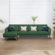 Falco LHS 6 Seater L Shape Sofa Set for Living Room (Green Fabric) Premium Fabric Sofa