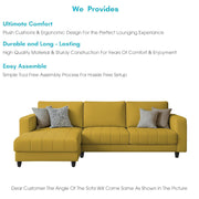 Oslo 4 Seater LHS L Shape Sofa Set for Living Room (Yellow Fabric) Premium Fabric Sofa Set for Living Room
