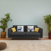 Duckby 3 Seater Sofa Set for Living Room (Black Colour) Premium Fabric Sofa