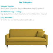 Premium Valkyrie 3 Seater Sofa Set 3 Seater Modern Sofa Set for Living Room (Yellow Color Fabric)