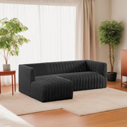 Rowan LHS 4 Seater L Shape Sofa Set for Living Room (Black Fabric) Premium Fabric Sofa