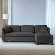 Casaliving Marvin LHS 4 Seater L Shape Sofa Set for Living Room (Black Fabric) Premium Fabric Sofa