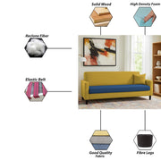 Premium Valkyrie 3 Seater Sofa Set 3 Seater Modern Sofa Set for Living Room (Blue Yellow Color Fabric)