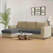 Charmi LHS 4 Seater L Shape Sofa Set for Living Room (Cream Black Fabric) Premium Fabric Sofa