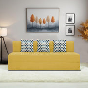 Marcus 3 Seater Sofa Cum Bed with 3 Cushions for Living Room (Black Fabric) Premium Fabric Sofa Set 6.5 X 6.5 Feet