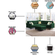 Adonway 6 Seater L Shape Sofa Set with Center Table for Living Room (Green Fabric) Premium Fabric Sofa