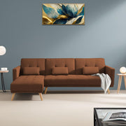 Convertible Futon RHS 4 Seater Sofa Cum Bed with Adjustable Backrest Sofa for Living Room (Blue Grey Colour) Premium Fabric Sofa