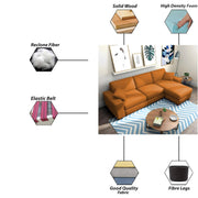 Martin 4 Seater RHS L Shape Sofa Set for Living Room (Orange Colour Fabric)
