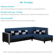 Nordy RHS 6 Seater L Shape Sofa Set for Living Room (Blue Black Colour) Premium Fabric Sofa Set