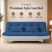Casaliving Danny Sofa Cum Bed for Living Room Premium Fabric Sofa New 3 Seater Sofa Cum Bed Velvet Fabric with 2 Cushions and Suitable for All Indoor (Black Grey)