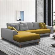 Viva LHS 6 Seater L Shape Sofa Set for Living Room (Yellow Grey) Premium Fabric Sofa