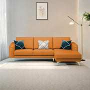 Falco RHS 4 Seater L Shape Sofa Set for Living Room (Orange Fabric) Premium Fabric Sofa