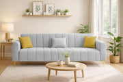 Velour Modern Velvet Sofa, Tufted Design Upholstered 3 Seater Sofa Set for Living Room, (Black Colour) Premium Velvet Fabric Sofa