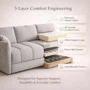 Colt Modern Velvet Sofa, Tufted Design Upholstered 3 Seater Sofa Set for Living Room, (Black Colour) Premium Velvet Fabric Sofa