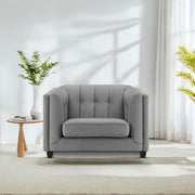 Sinclair 1 Seater Sofa Set for Living Room (Dark Grey Colour) Premium Fabric Sofa