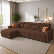 Casaliving Gagnon LHS 4 Seater L Shape Corner Sofa Cum Bed for Living Room with Storage (Black Fabric) Premium Fabric Sofa Cum Bed