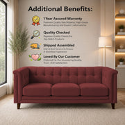 Casaliving Fento 3 Seater Sofa Set for Living Room, 3 Seater (Black) Colour Premium Velvet Fabric Sofa