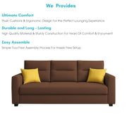 Evona 3 Seater Sofa Set for Living Room (Brown Colour Fabric) Premium Fabric Sofa