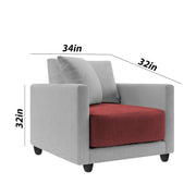 Dominic 1 Seater Sofa Set for Living Room (Black Grey Fabric) Premium Fabric Sofa