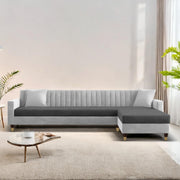 Garcia LHS 6 Seater L Shape Sofa Set for Living Room (Black Grey - Colour) Premium Fabric Sofa Set