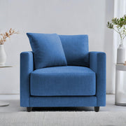 Dominic 1 Seater Sofa Set for Living Room (Black Grey Fabric) Premium Fabric Sofa