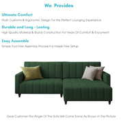 Netlie 4 Seater RHS L Shape Sofa Set for Living Room (Green Fabric) Premium Fabric Sofa Set for Living Room