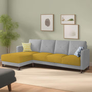 Swaloni LHS 6 Seater L Shape Sofa Set for Living Room (Yellow Grey) Premium Fabric Sofa