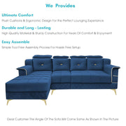 Casaliving Snowy LHS 6 Seater L Shape Sofa Set for Living Room (Blue Colour) Premium Fabric Sofa