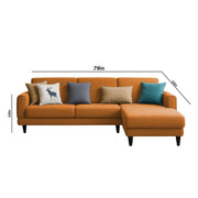 Aria RHS 4 Seater L Shape Sofa Set for Living Room (Orange) Premium Fabric Sofa Set