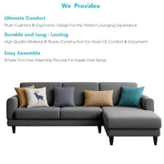 Aria RHS 4 Seater L Shape Sofa Set for Living Room (Dark Grey) Premium Fabric Sofa Set