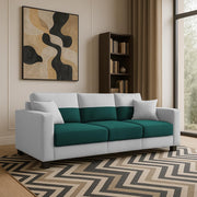 Aden 3 Seater Sofa Set with Ottoman for Living Room (Pine Grey Colour Fabric) Premium Fabric Sofa